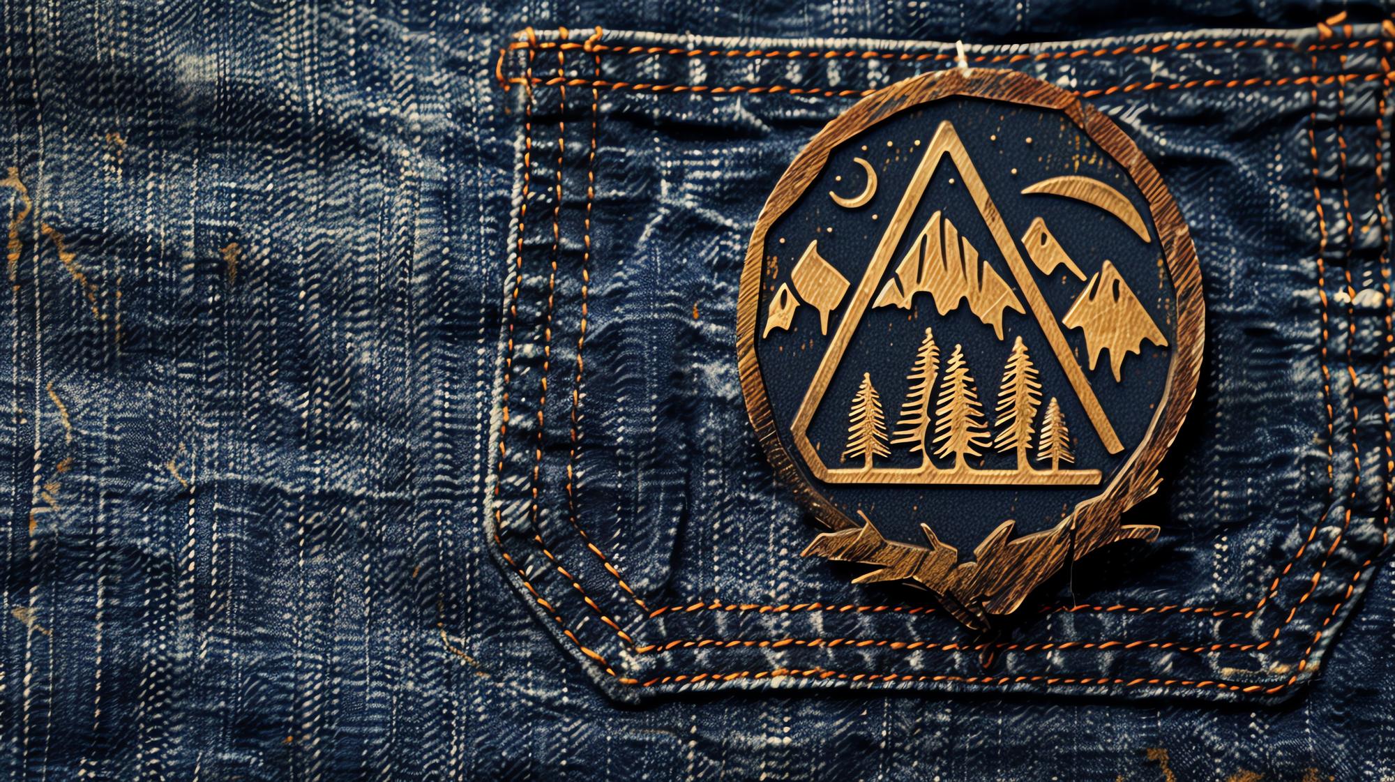 small embroidered emblem on denim